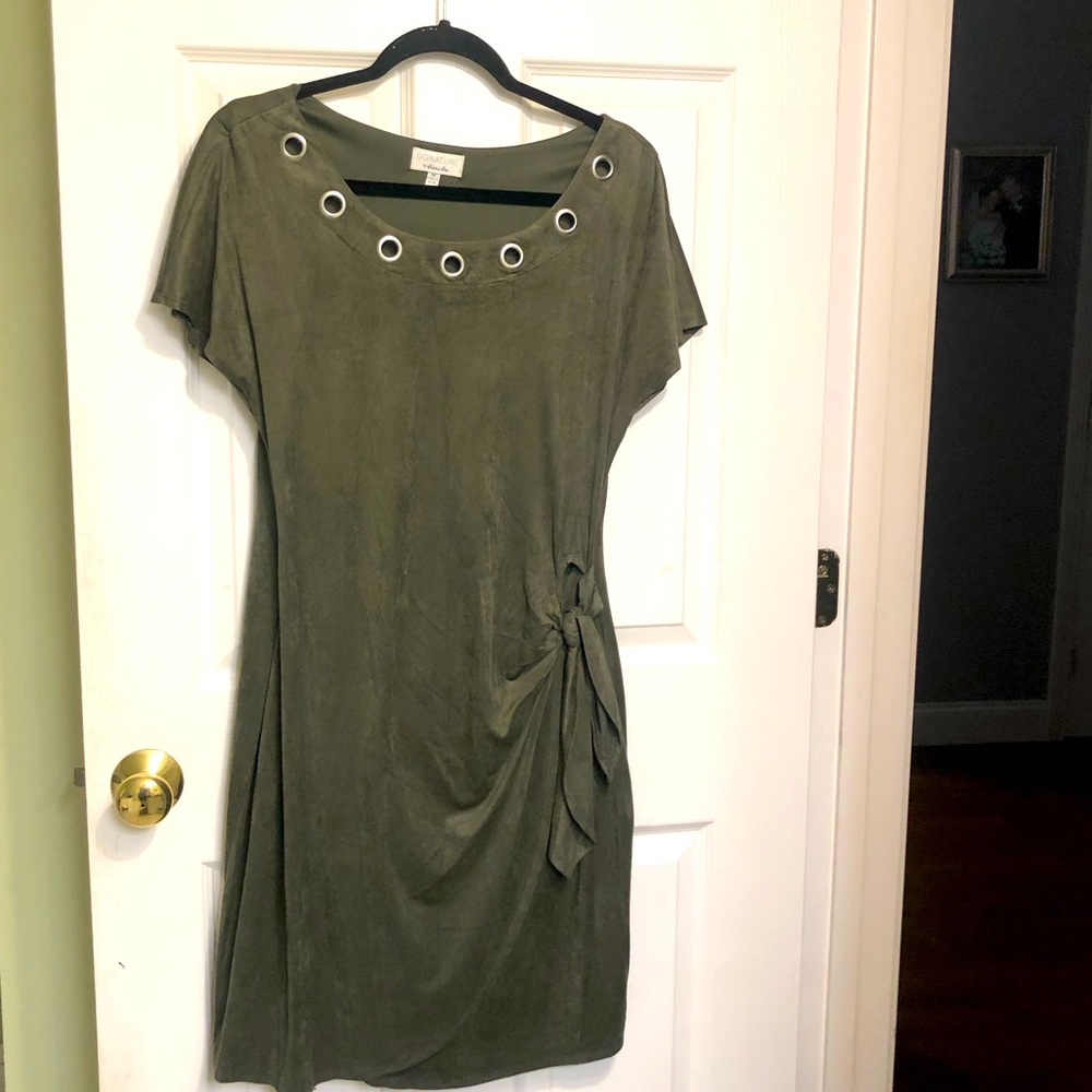 EUC Microsuede Sage Green Dress Medium